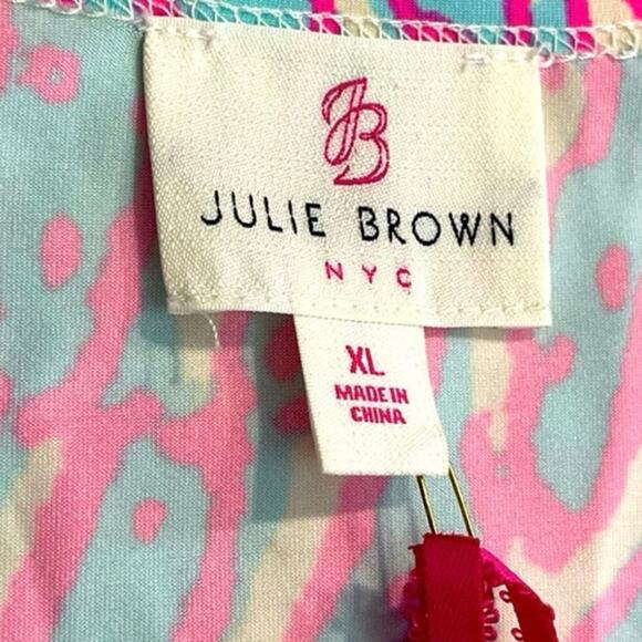 JB by Julie Brown Women Leopard Print Wrap Dress XL Sleeveless V-Neck pink/blue - Picture 6 of 7